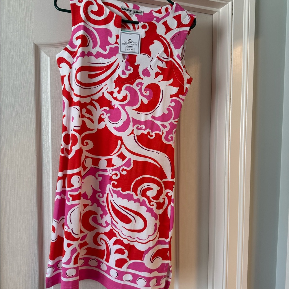 Red and White Sleeveless Halter Mini Dress